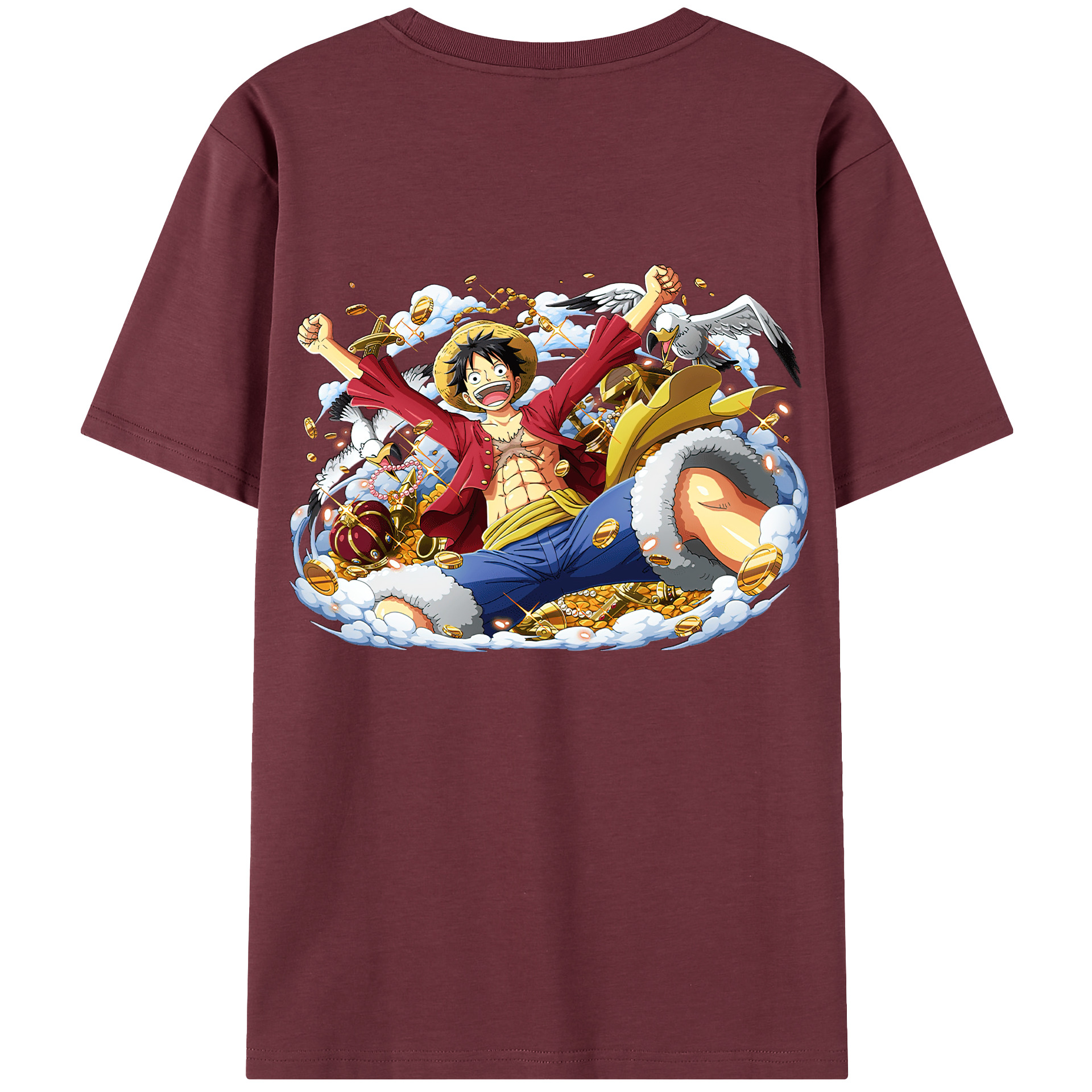 ワンピース モンキー・D・ルフィ ONE PIECE Monkey D. Luffy 綿100％半袖Tシャツ（背面プリント）